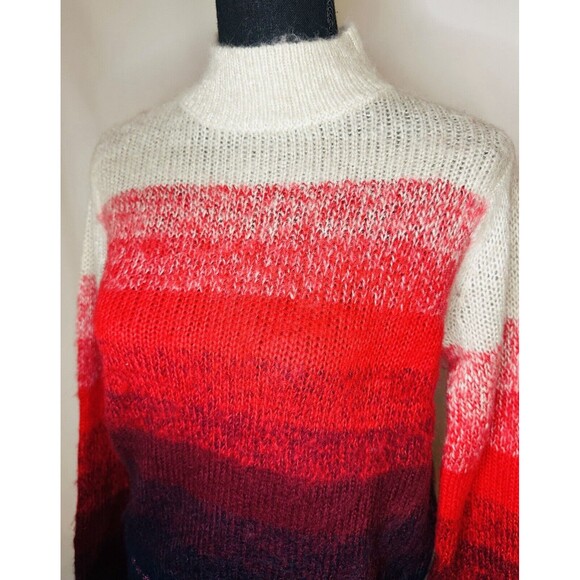 AMERICAN EAGLE Fuzzy Red Ombre Stripe Mock Neck Sweater Women's XS NWT - Picture 6 of 11